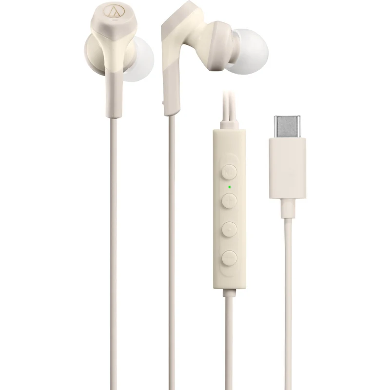 Audio-Technica ATH-CKS330NC USB-C Wired Noise Cancelling In-Ear Headphones (Beige)
