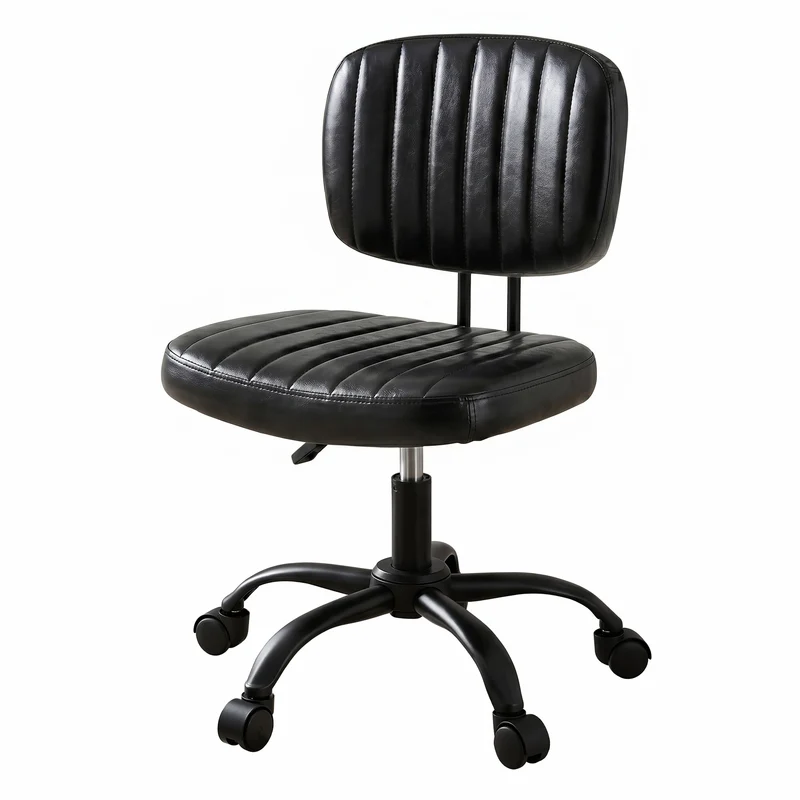 Artiss Armless Office Chair Ergonomic Swivel Home Office Desk Chair PU Leather Black