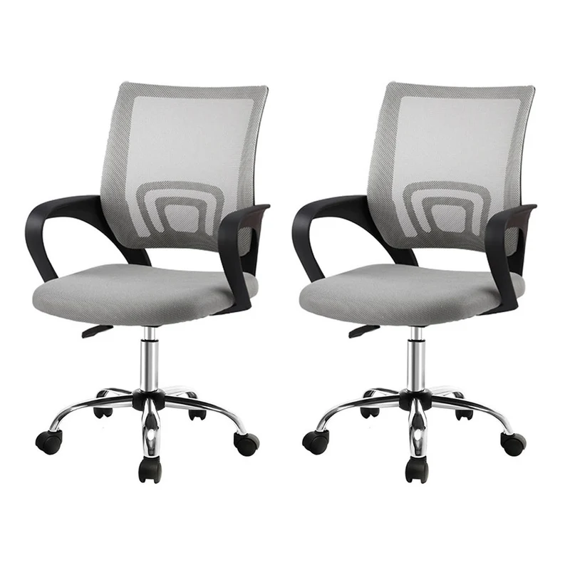 Artiss 2x Mesh Office Chair Mid Back (Grey)