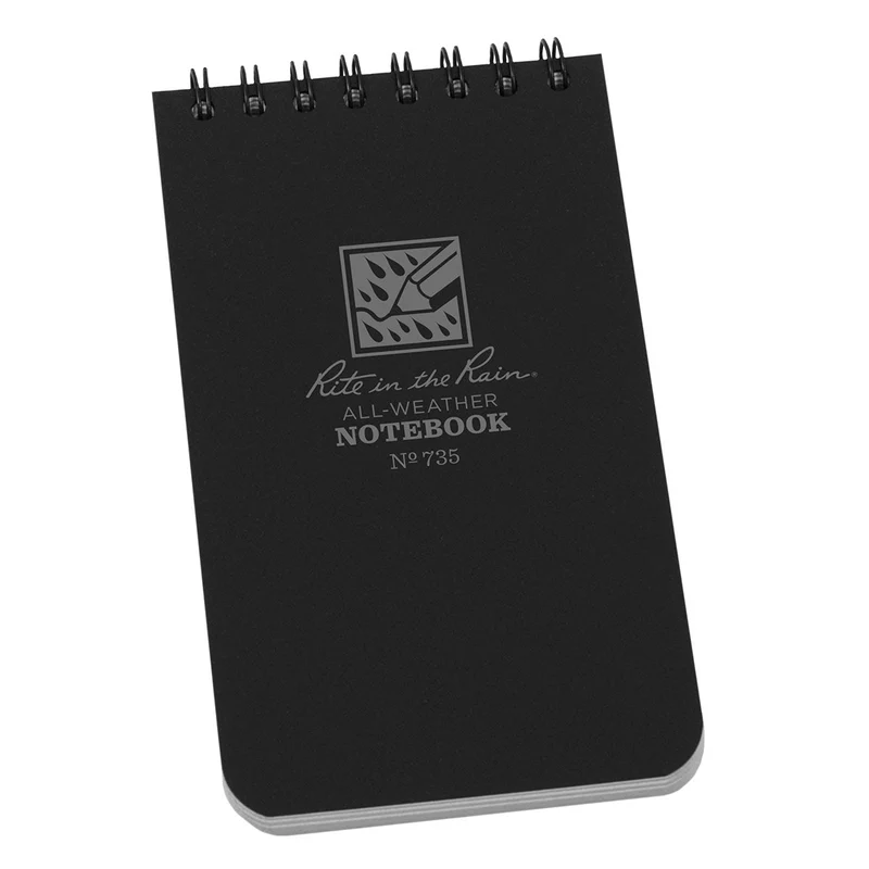 Rite In The Rain Top Spiral 3 X 5 Polydura Notebook - Universal - Black