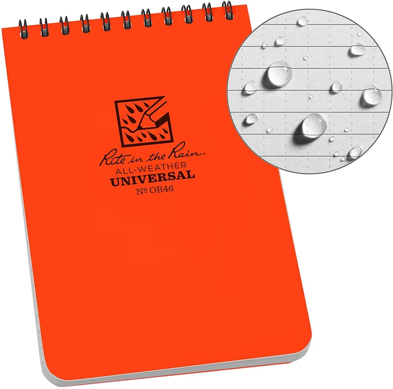 Rite in the Rain 4x6 Waterproof Notebook All Weather Lined 100 Pages - Blaze Orange