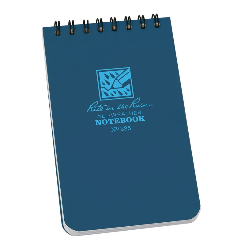 Rite In The Rain Top Spiral 3 X 5 Polydura Notebook - Universal - Blue