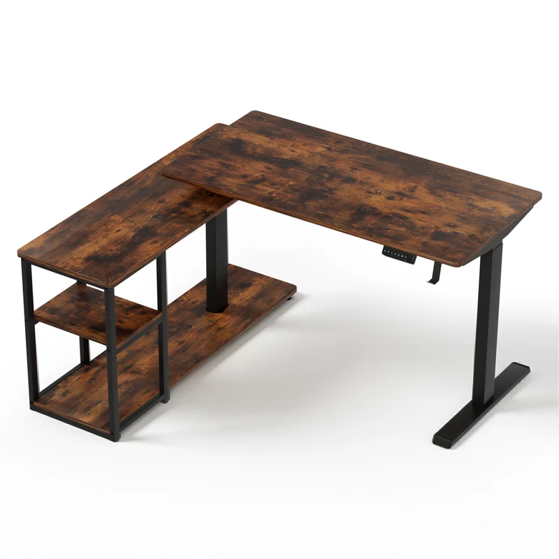Artiss Electric Standing Desk Adjustable Motorised 120CM L Shaped Rustic Brown